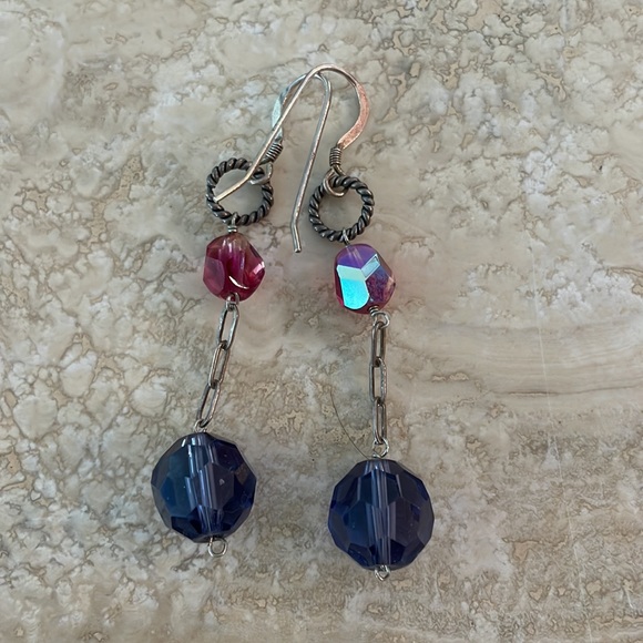 Sterling Silver Crystal Drop Earrings - Picture 2 of 4